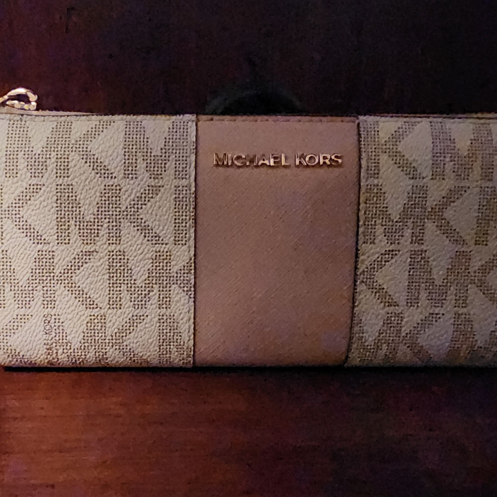 Michael Kors Pink & Tan Logo Wallet